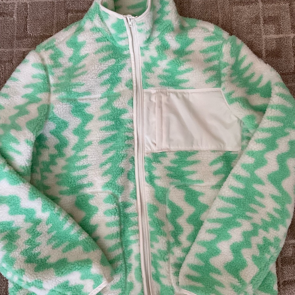 Esos Green  and White Fleece jacket